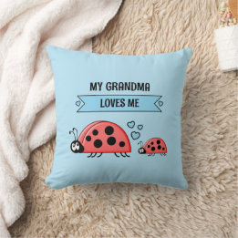 My Grandma loves me ladybugs blue baby Cushion