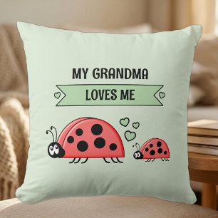 My Grandma loves me ladybugs green baby Cushion