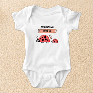 My Grandma loves me ladybugs peach Baby Bodysuit
