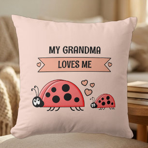 My Grandma loves me ladybugs peach baby Cushion
