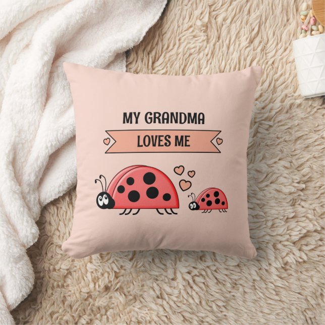 My Grandma loves me ladybugs peach baby Cushion (Blanket)