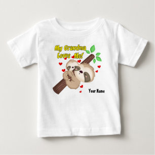 My Grandma Loves Me Sloth Baby T-Shirt