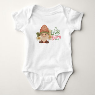 My Grandma Loves Me So Berry Much Strawberry Gnome Baby Bodysuit