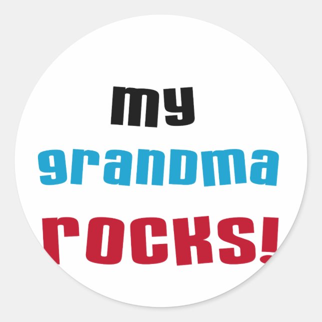 My Grandma Rocks T-shirts and Gifts Classic Round Sticker (Front)