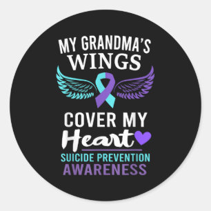 My Grandma's Wings Cover Heart Suicide Awareness R Classic Round Sticker