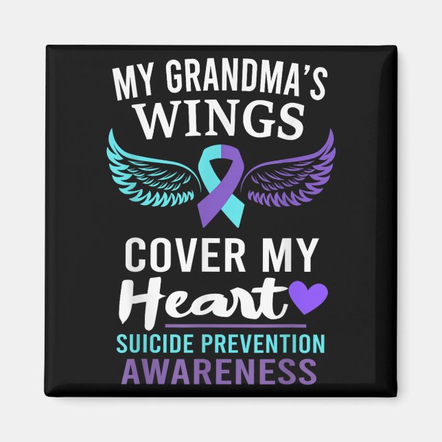 My Grandma's Wings Cover Heart Suicide Awareness R Magnet (Front)