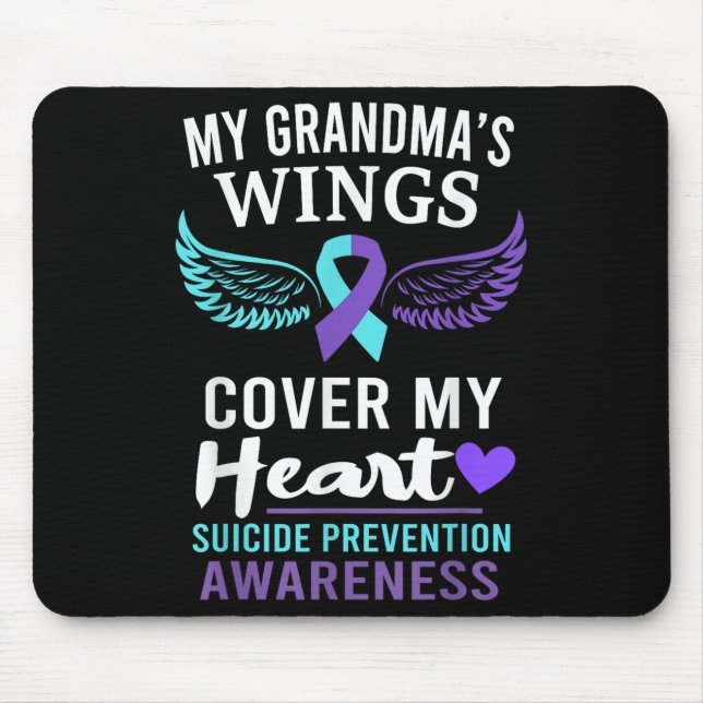My Grandma's Wings Cover Heart Suicide Awareness R Mouse Mat (Front)