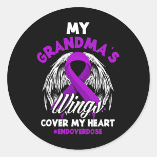 My Grandma's Wings Cover My Heart End Overdose Classic Round Sticker