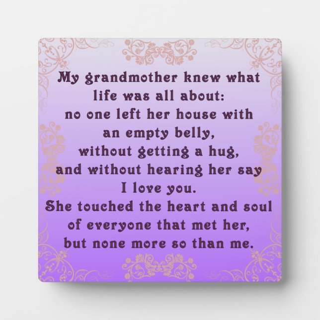 My Grandmother Plaque (Front)