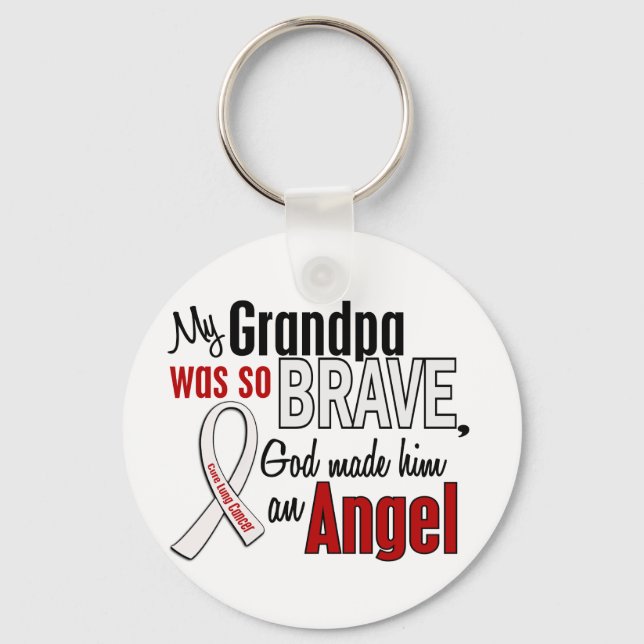 My Grandpa Is An Angel Lung Cancer Key Ring (Front)