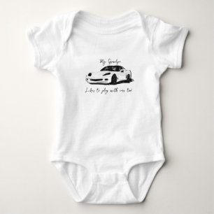 My Grandpa likes to play with Corvettes C6 White Baby Bodysuit