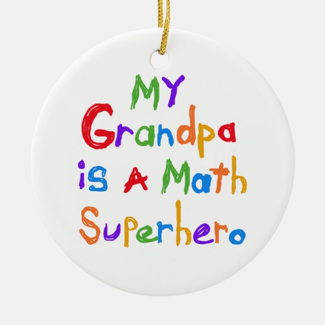 My Grandpa Math Superhero T-shirts and Gifts Ceramic Tree Decoration (Front)