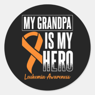 My Grandpa My Hero Leukaemia Cancer Leukaemia Awar Classic Round Sticker