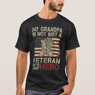My Grandpa Not Just Veteran He Is Hero Combat Boot T-Shirt