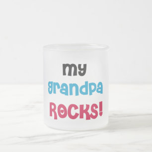 My Grandpa Rocks Tshirts and Gifts Frosted Glass Coffee Mug