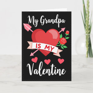 My Grandpa Valentine Heart Striped Card