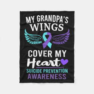 My Grandpa's Wings Cover Heart Suicide Awareness R Fleece Blanket