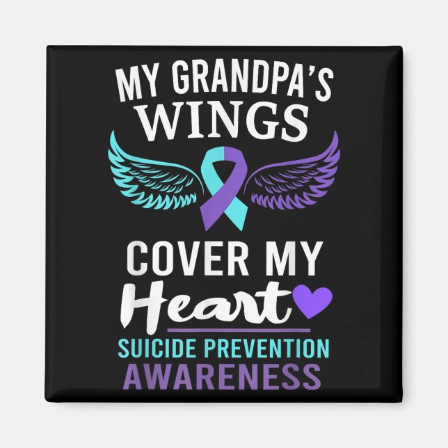 My Grandpa's Wings Cover Heart Suicide Awareness R Magnet (Front)