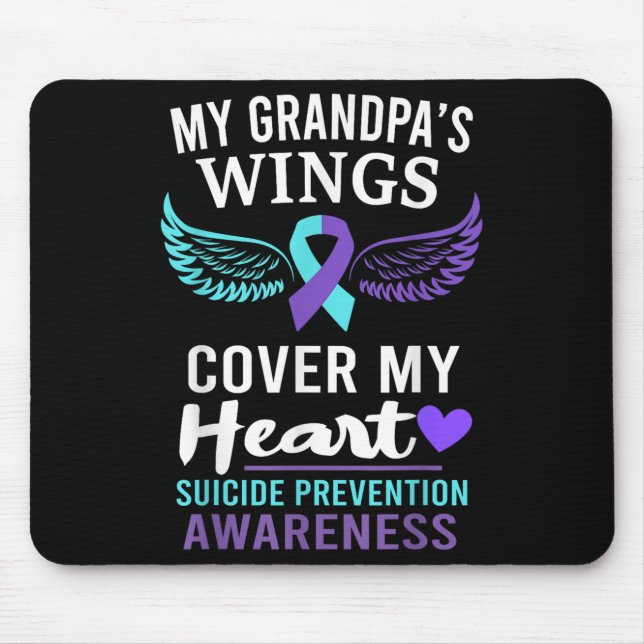 My Grandpa's Wings Cover Heart Suicide Awareness R Mouse Mat (Front)