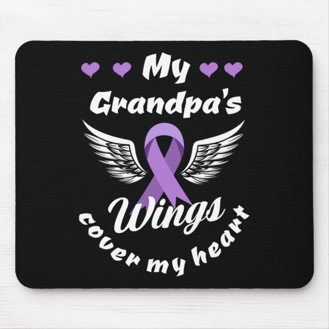 My Grandpa's Wings Cover My Heart Overdose Awarene Mouse Mat (Front)