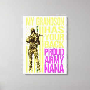 My grandson has your back military proud army gift canvas print