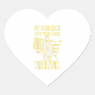 My grandson has your back proud army grandpa gift heart sticker