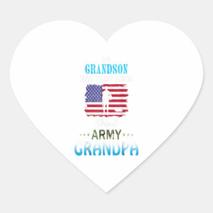 My Grandson Has Your Back-US Flag Proud Army Gift Heart Sticker
