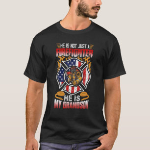 My Grandson Is A Firefighter Proud Grandma Grandpa T-Shirt