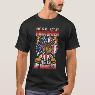 My Grandson Is A Firefighter Proud Grandma Grandpa T-Shirt