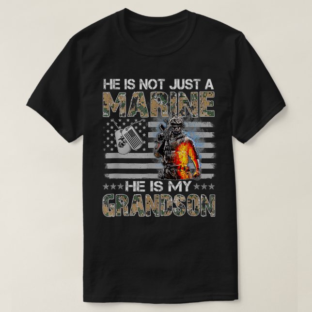 My Grandson Is A Marine Proud Grandma Proud Grandp T-Shirt (Design Front)