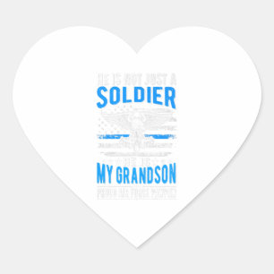 My Grandson Is A Soldier Hero Proud Air For Gift Heart Sticker