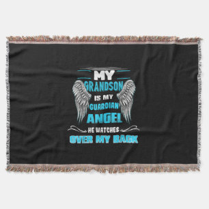 My Grandson Is My Guardian Angel Throw Blanket