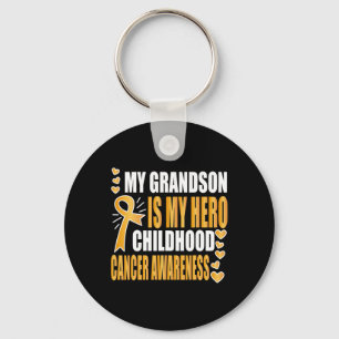 My Grandson is my hero Childhood Cancer Awareness Key Ring