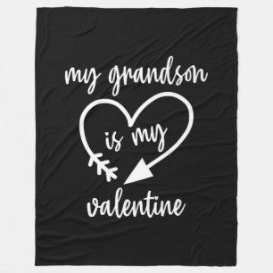 My Grandson Is My Valentine Cute Valentines Fleece Blanket