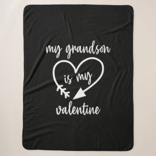 My Grandson Is My Valentine Cute Valentines Sherpa Blanket