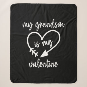 My Grandson Is My Valentine Cute Valentines Sherpa Blanket
