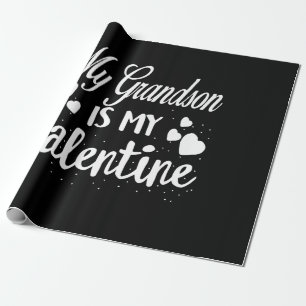 My Grandson Is My Valentine Grandma Kids Valentine Wrapping Paper