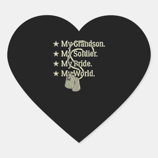 My Grandson My Soldier Hero Proud Military Grandpa Heart Sticker (Front)