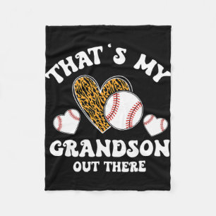 My Grandson Out There Gifts Women Baseball Grandma Fleece Blanket