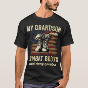 My Grandson Wears Combat Boots Proud Army Grandma  T-Shirt