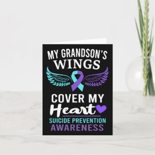 My Grandson's Wings Cover Heart Suicide Awareness Card
