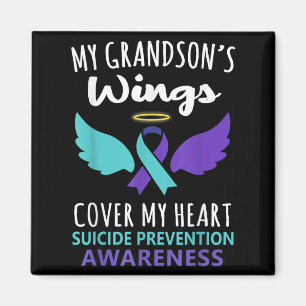 My Grandson's Wings Cover Heart Suicide Awareness  Magnet