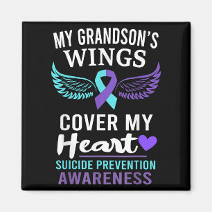 My Grandson's Wings Cover Heart Suicide Awareness  Magnet