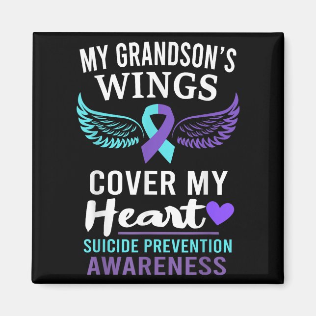 My Grandson's Wings Cover Heart Suicide Awareness  Magnet (Front)
