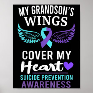 My Grandson's Wings Cover Heart Suicide Awareness  Poster