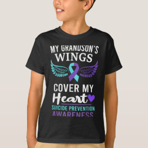 My Grandson's Wings Cover Heart Suicide Awareness  T-Shirt