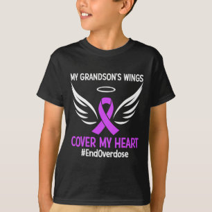 My Grandson's Wings Cover My Heart Purple Ribbon T-Shirt