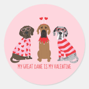 My Great Dane Is My Valentine Classic Round Sticker