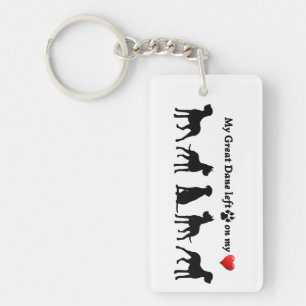 My Great Dane left Pawprints on my Heart Dog Pet Key Ring