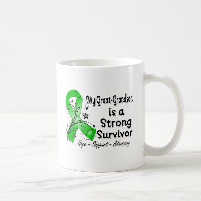 My Great Grandson Strong Survivor Green Ribbon Coffee Mug (Right)